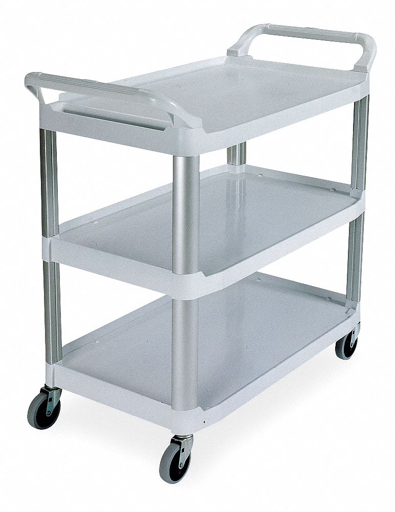 Rubbermaid Commercial Off-White 3-Shelf Open Sided Utility Cart