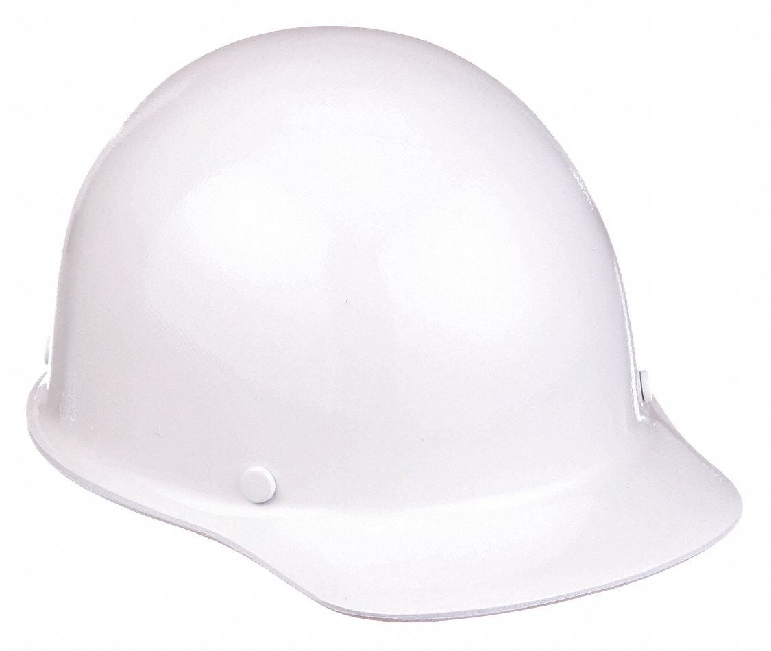 NON-SLOTTED CAP, CSA, TYPE 1, CLASS E, PHENOLIC, 4-PT RATCHET, FRONT BRIM, WHITE