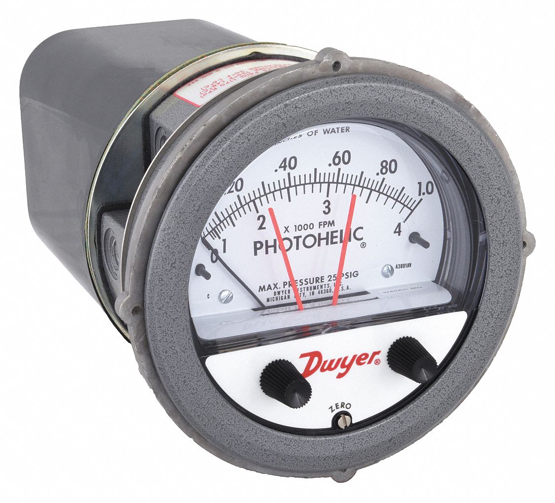 PRESSURE GAUGE,0 TO 1 IN H2O