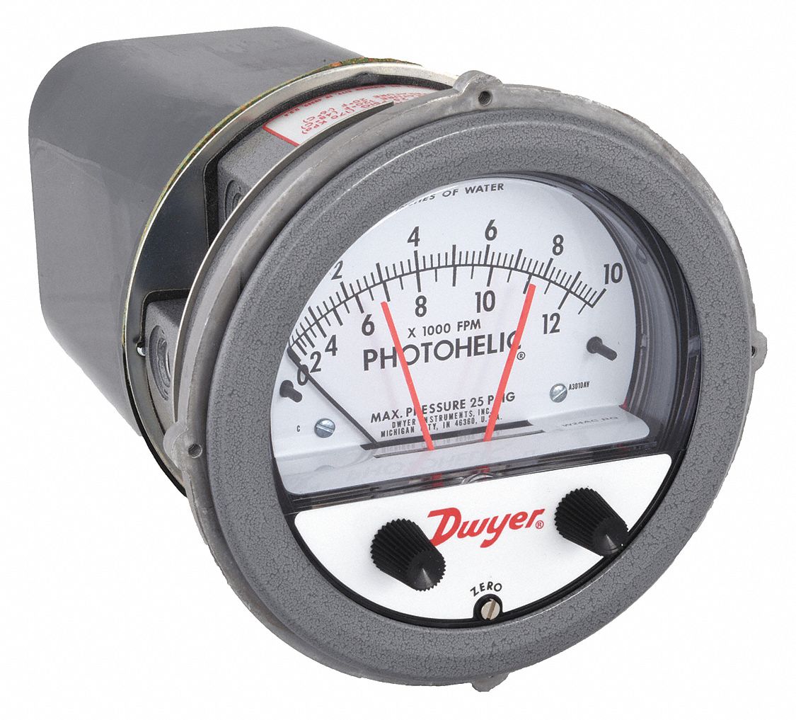 PRESSURE GAUGE,0 TO 10 IN H2O