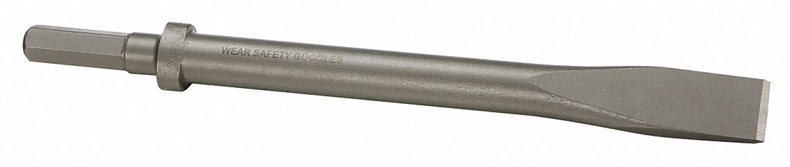 CHISEL, 0.58 IN SHANK SIZE, HEX, OVAL, 1 IN CHISEL TIP W, 12 IN OVERALL L