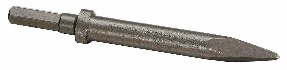 MOIL POINT CHISEL, 0.58 IN SHANK SIZE, HEX, OVAL, 9 IN OVERALL L