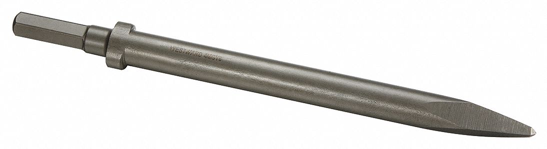 MOIL POINT CHISEL, 0.58 IN SHANK SIZE, HEX, OVAL, 12 IN OVERALL L