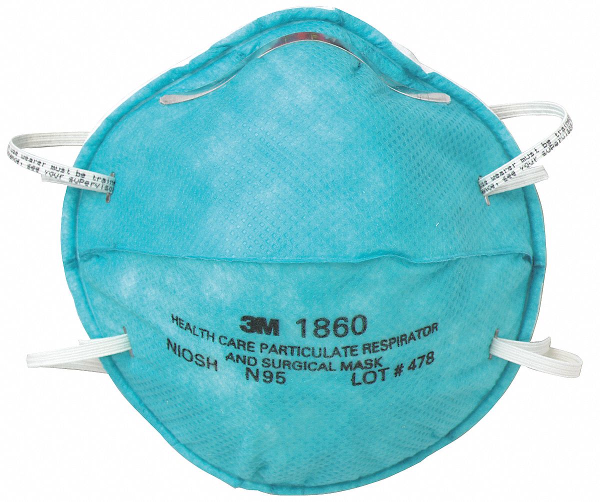 Disposable Respirator: Level 2, Molded, M Mask Size, Dual, Non-Adj, Metal Nose Clip, Std, 3M, 20 PK