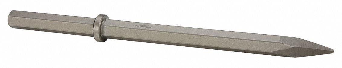 MOIL POINT CHISEL, 1.125 IN SHANK SIZE, HEX, ROUND, 20 7/8 IN OVERALL L, ACL-047