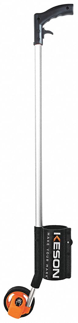 Measuring Wheel: 9, 999 ft Range, Fixed Handle Handle, Spoked Single Wheel, Rubber Tread, 38 in