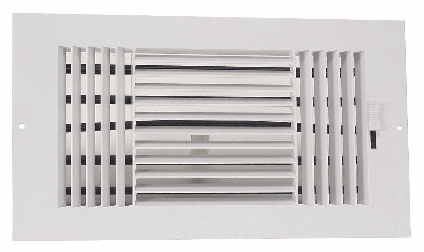 Grainger Approved Sidewall Ceiling Register 3 Way White 6 Max