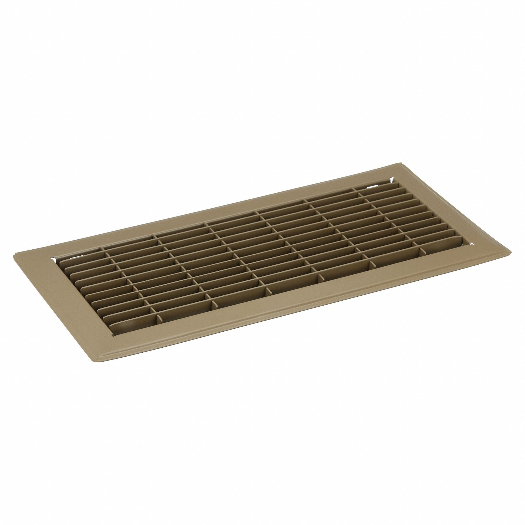 Floor Register: Floor, 7 3/4 in H, 15 3/4 in W, Louvered, Powder Coated, Brown, Steel Grille