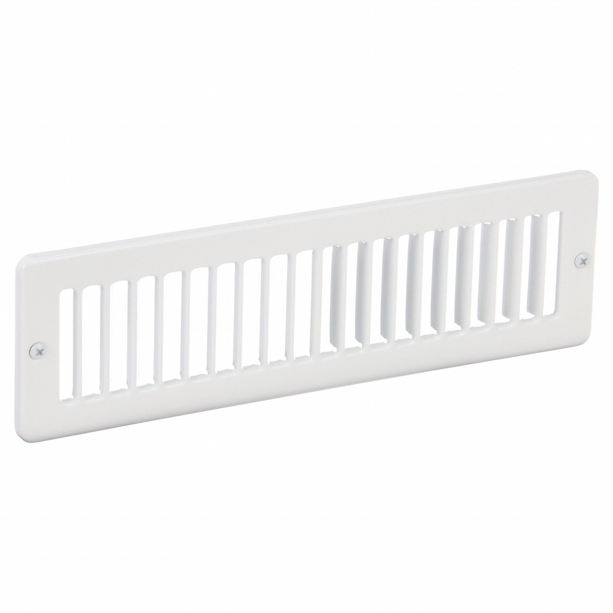 Return Air Grille: Louvered Grille, White, Powder Coated, Steel, 3 3/8 in H, 11 1/8 in W, 1/4 in D