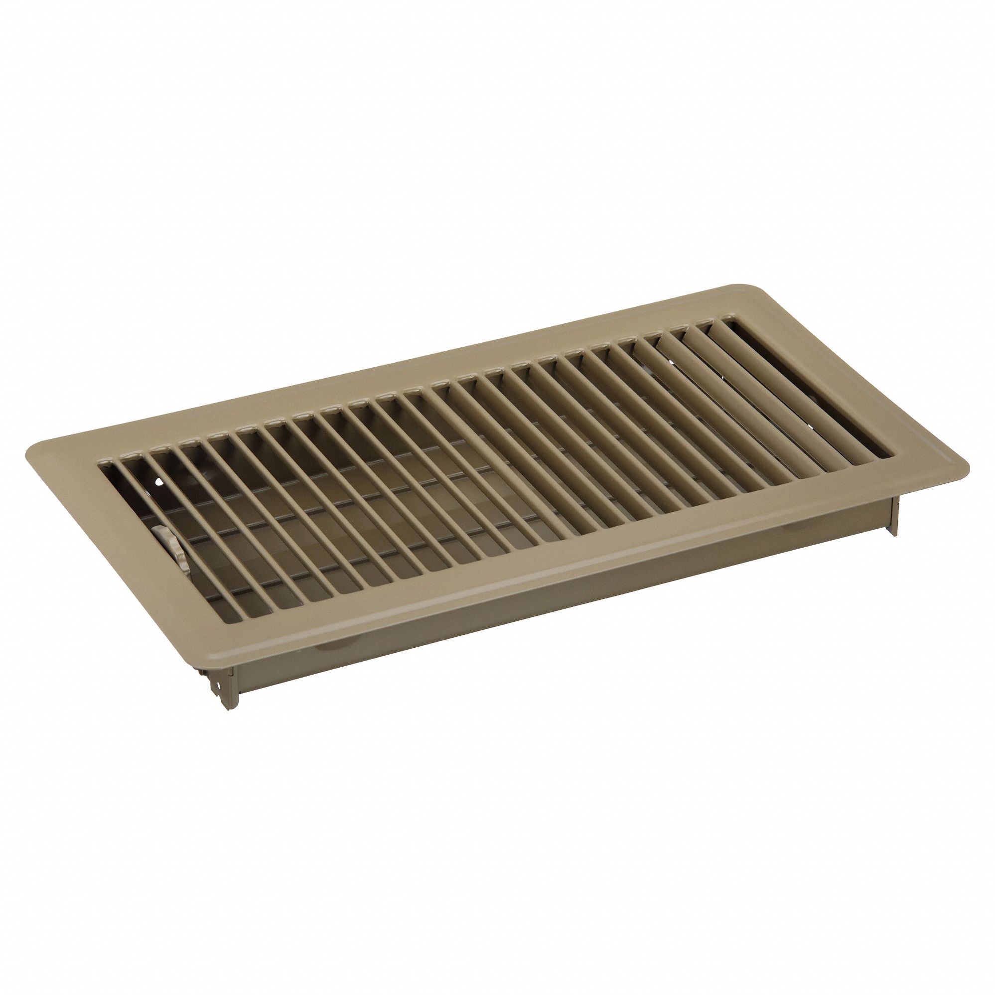 Floor Register: Floor, 7 1/2 in H, 13 1/2 in W, Louvered, Powder Coated, Brown, Steel Grille