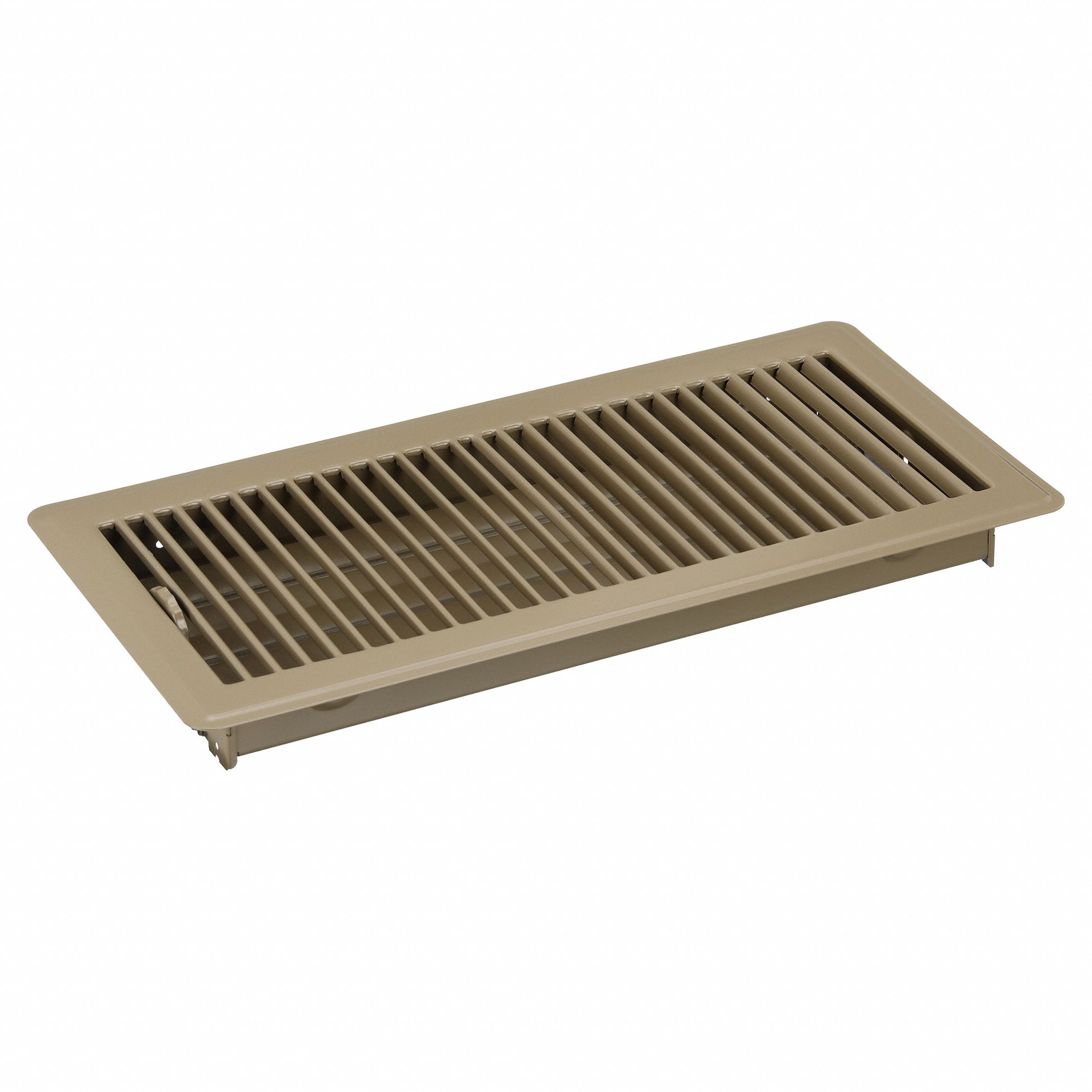 Floor Register: Floor, 7 1/2 in H, 15 1/2 in W, Louvered, Powder Coated, Brown, Steel Grille