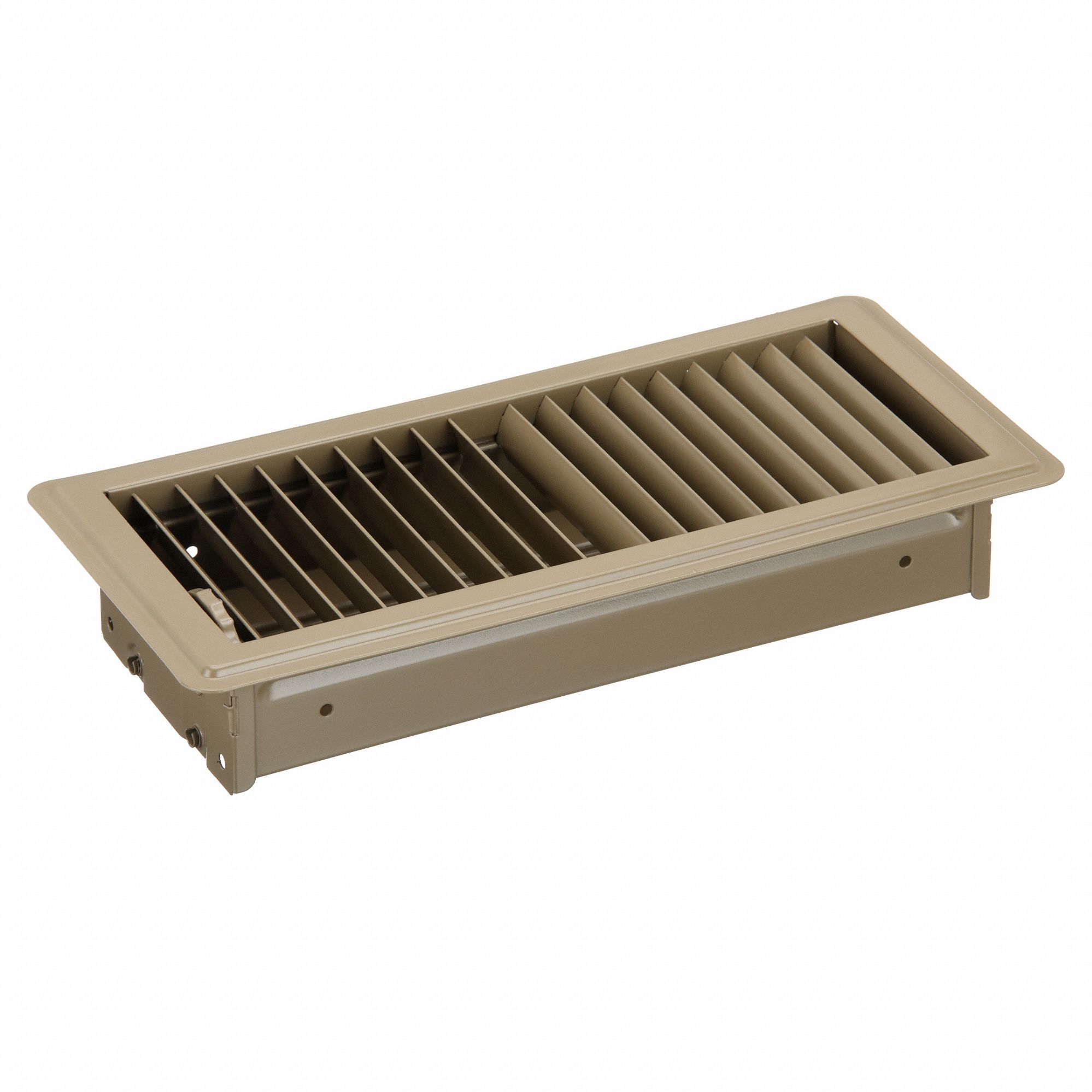 Floor Register: Floor, 5 1/2 in H, 11 1/2 in W, Louvered, Powder Coated, Brown, Steel Grille