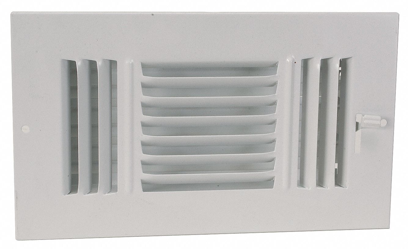 Grainger Approved Sidewall Ceiling Register 3 Way White 6 Max