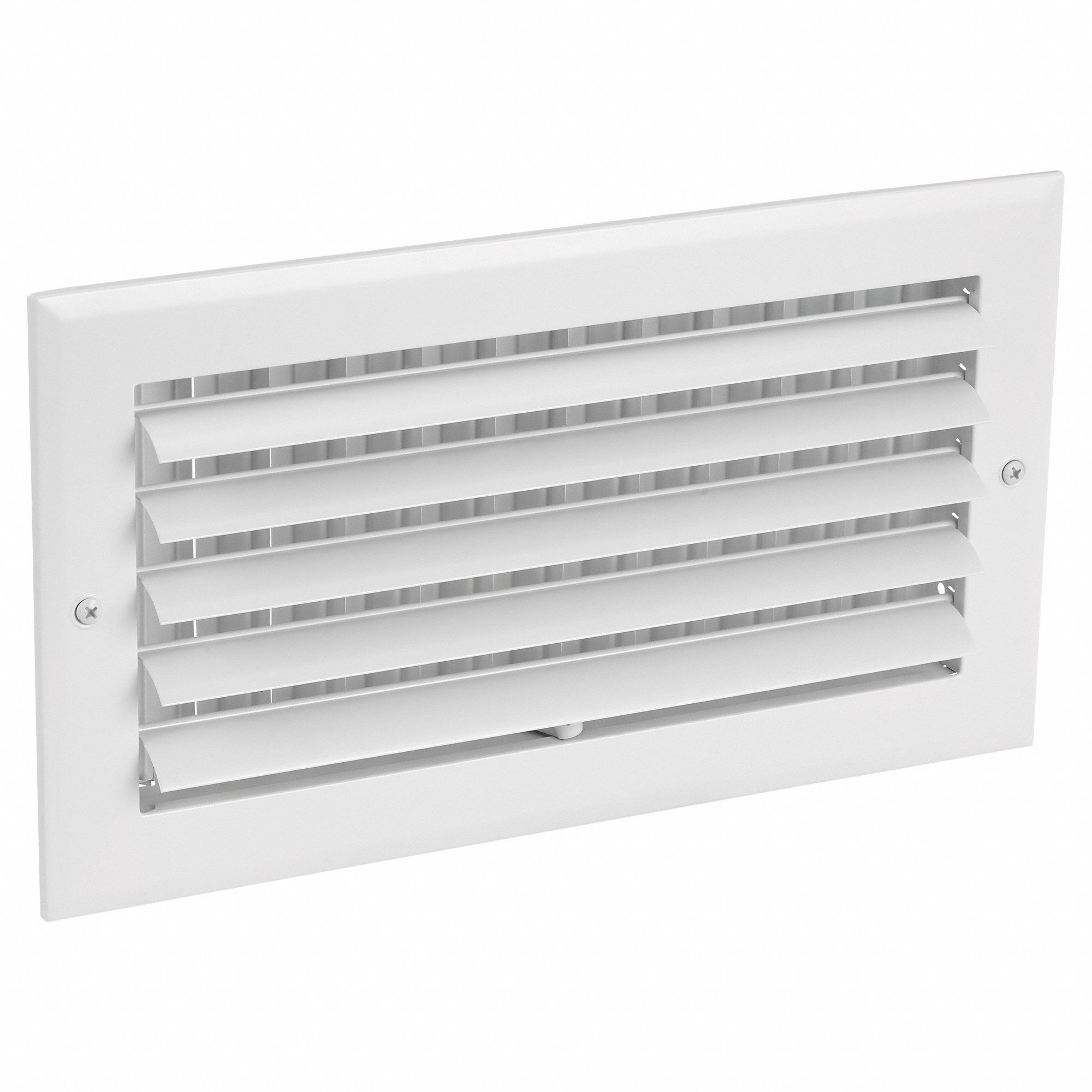 Sidewall/Ceiling Register: Ceiling/Wall, 13 3/4 in H, 7 7/8 in W, Louvered, Powder Coated, White