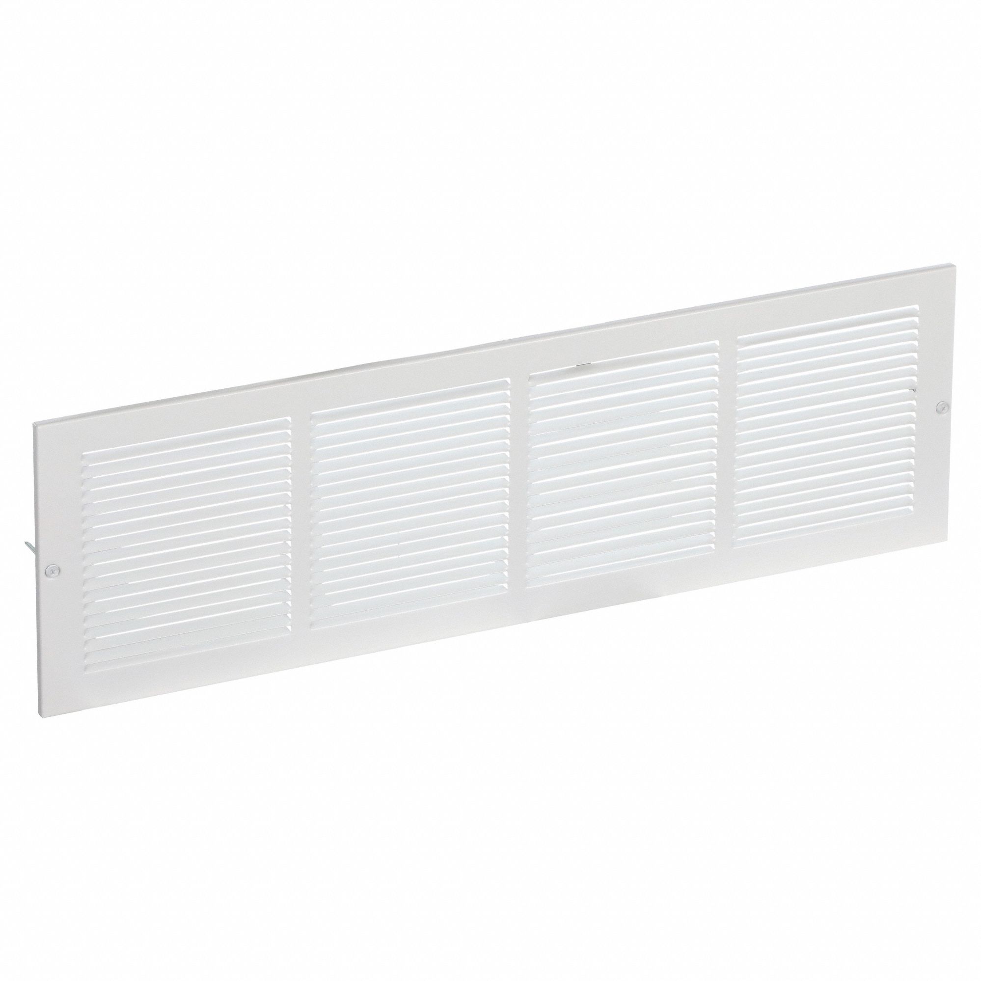 Return Air Grille: Louvered Grille, White, Powder Coated, Steel, 7 3/4 in H, 25 3/4 in W, 1/4 in D