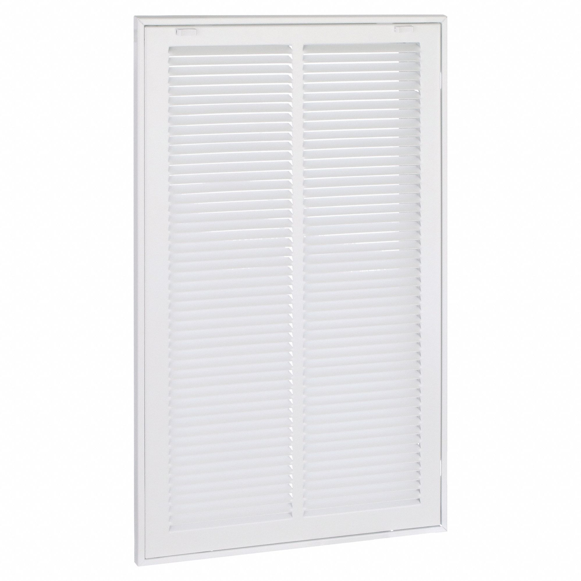 Filtered Return Air Grille: Louvered Grille, White, Powder Coated, Steel, 27 5/8 in H, 16 5/8 in W