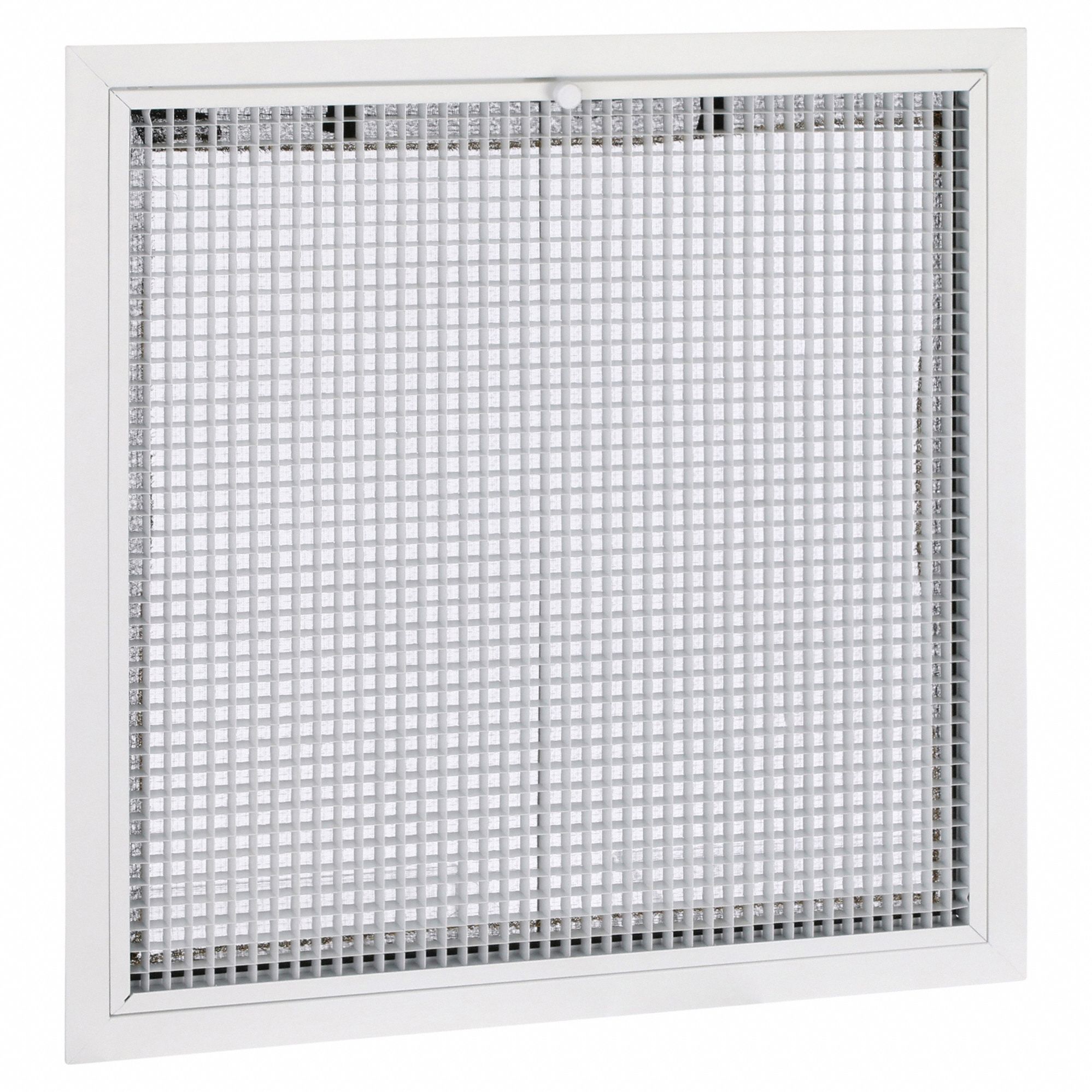 Filtered Return Air Grille: Egg Crate Grille, White, Powder Coated, Aluminum, 23 3/8 in H, Ceiling