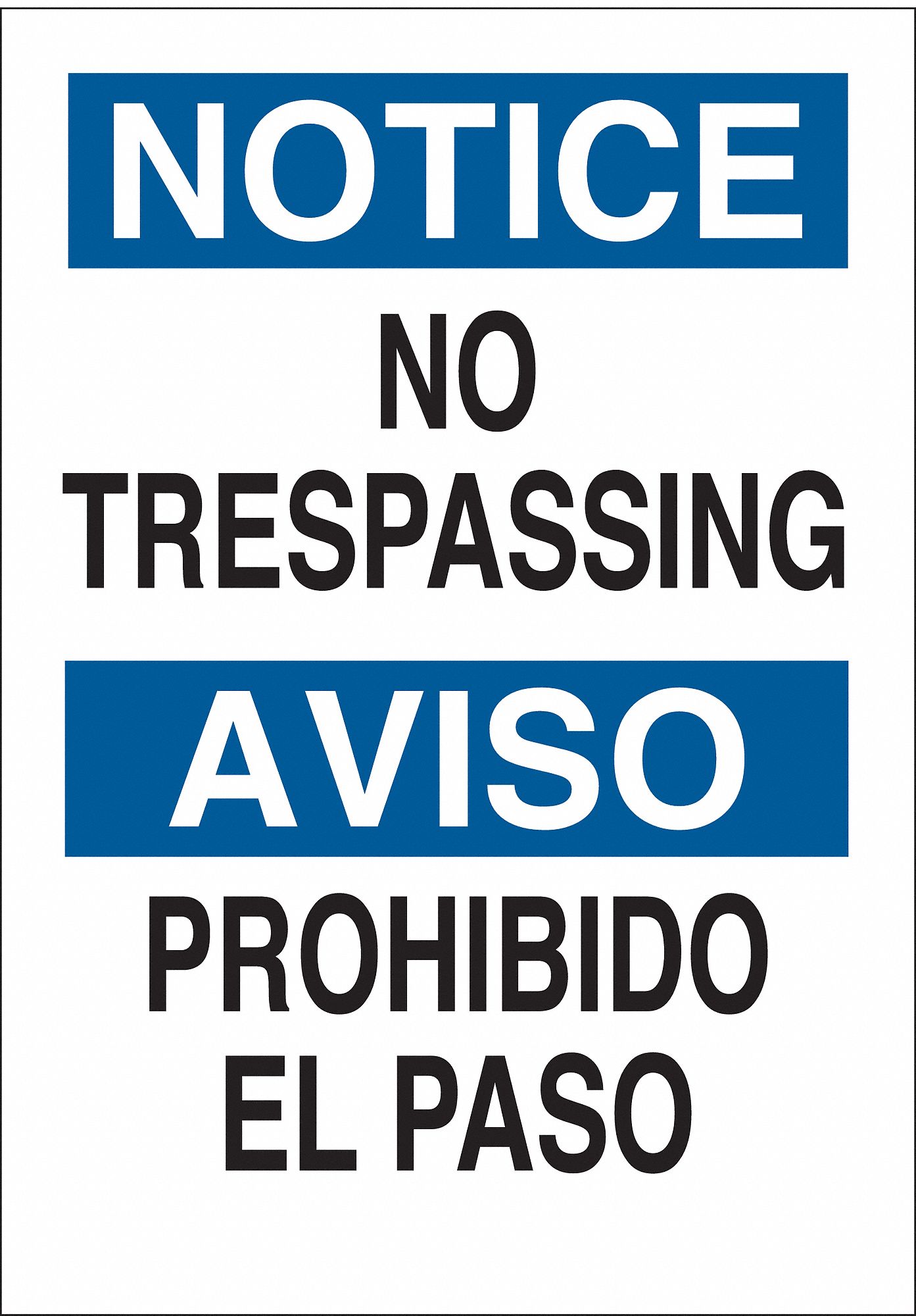 Notice Sign, 14 x 10In, BL and BK/WHT, Text