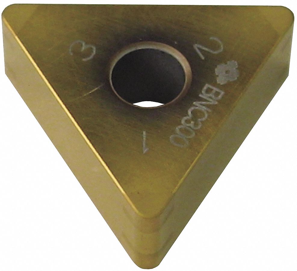 Triangle Turning Insert: 3/8 in Inscribed Circle, Neutral, 0° Clearance Angle, TiN, BNC300
