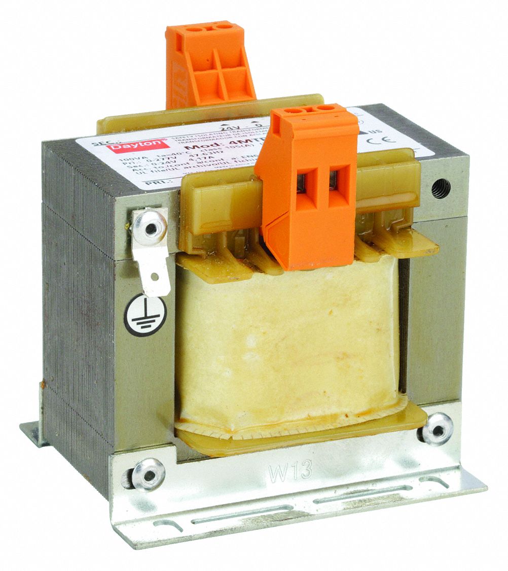 CONTROL TRANSFORMER, 277V AC, 24V AC, FOOT, 100VA, SINGLE PHASE