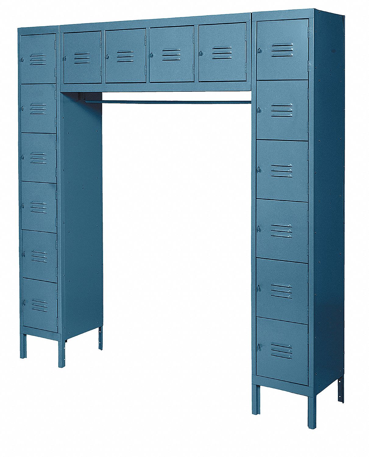 Blue Box Locker Unit with Coat Rod, (6) Wide, (6) Tier , Openings: 16 ...