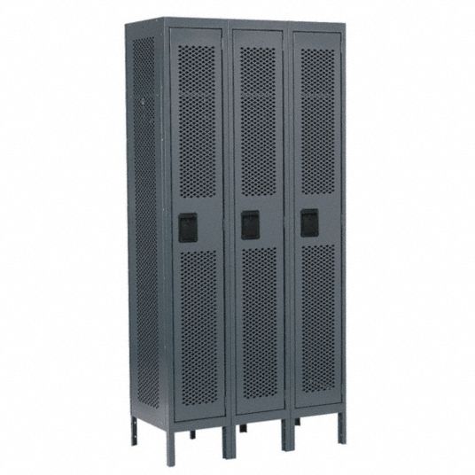 GRAINGER APPROVED Gray Wardrobe Locker, (3) Wide, (1) Tier Openings 3