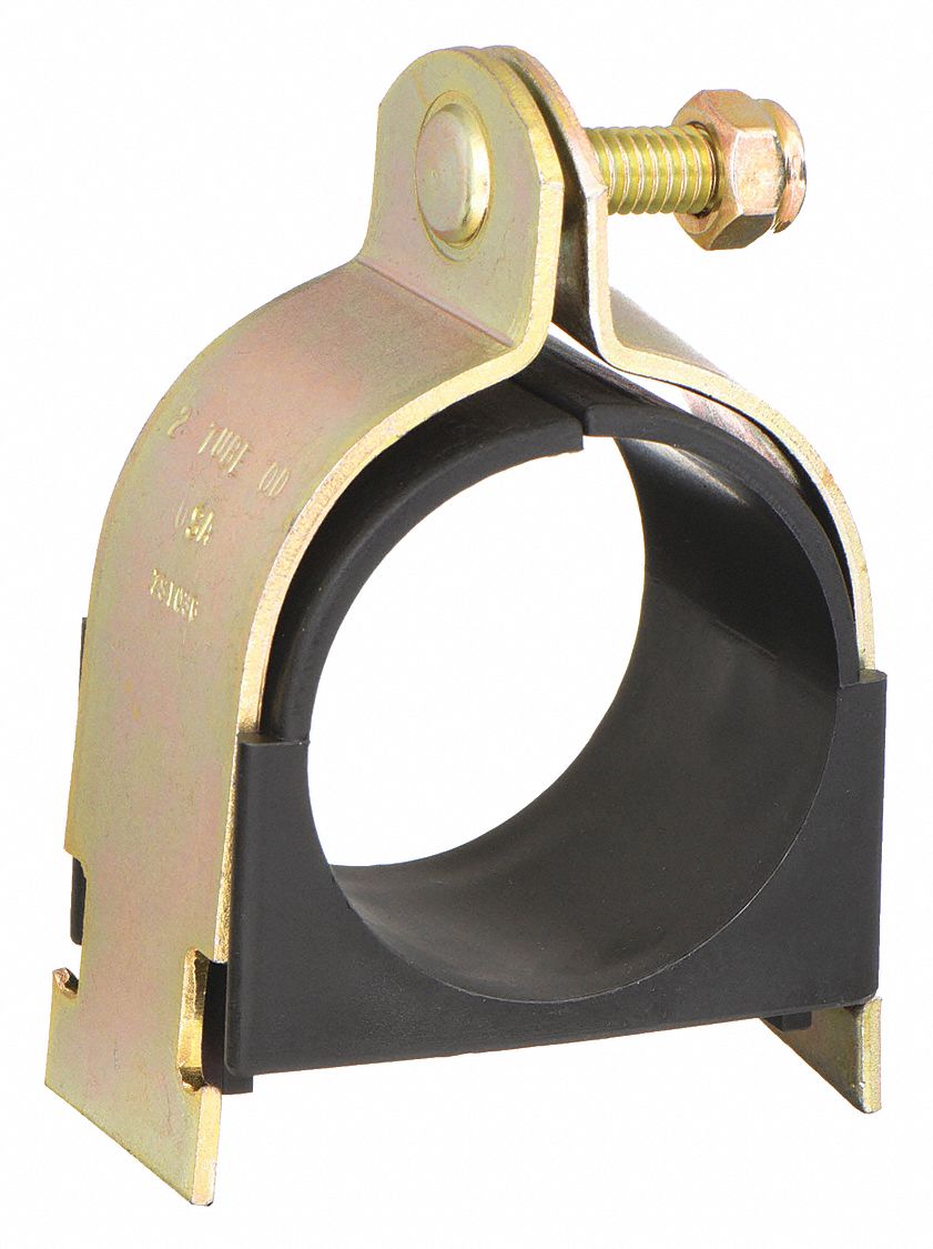 Vibration-Dampening Strut Clamp: Galvanized Steel, For 1 1/2 in Copper  Tube, For 1 1/2 in Max. OD