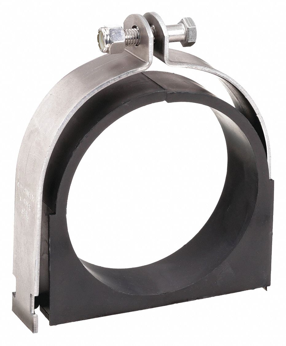 VIBRATION-DAMPENING STRUT CLAMP: 304 STAINLESS STEEL, FOR 6 IN PIPE, FOR 6 ⅝ IN MAX. OD