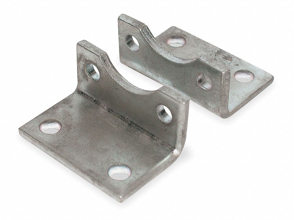 Metric Cylinder Mounting Kit: Foot, Fits 100 mm Bore Dia, Steel, 4MY12