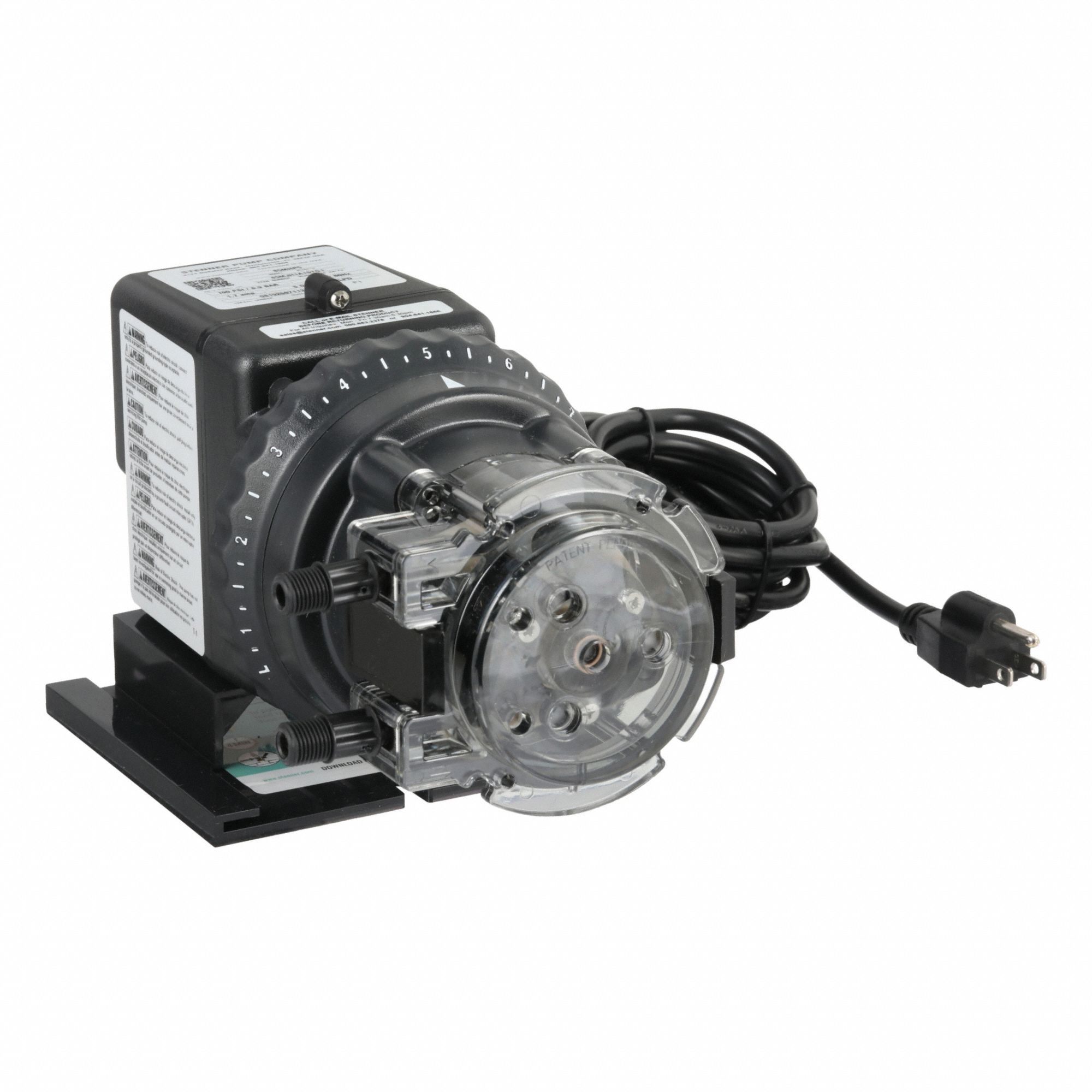Peristaltic Chemical Metering Pump: 120V AC, 1/30 hp HP, 5 gpd Max. Flow Rate, Santoprene