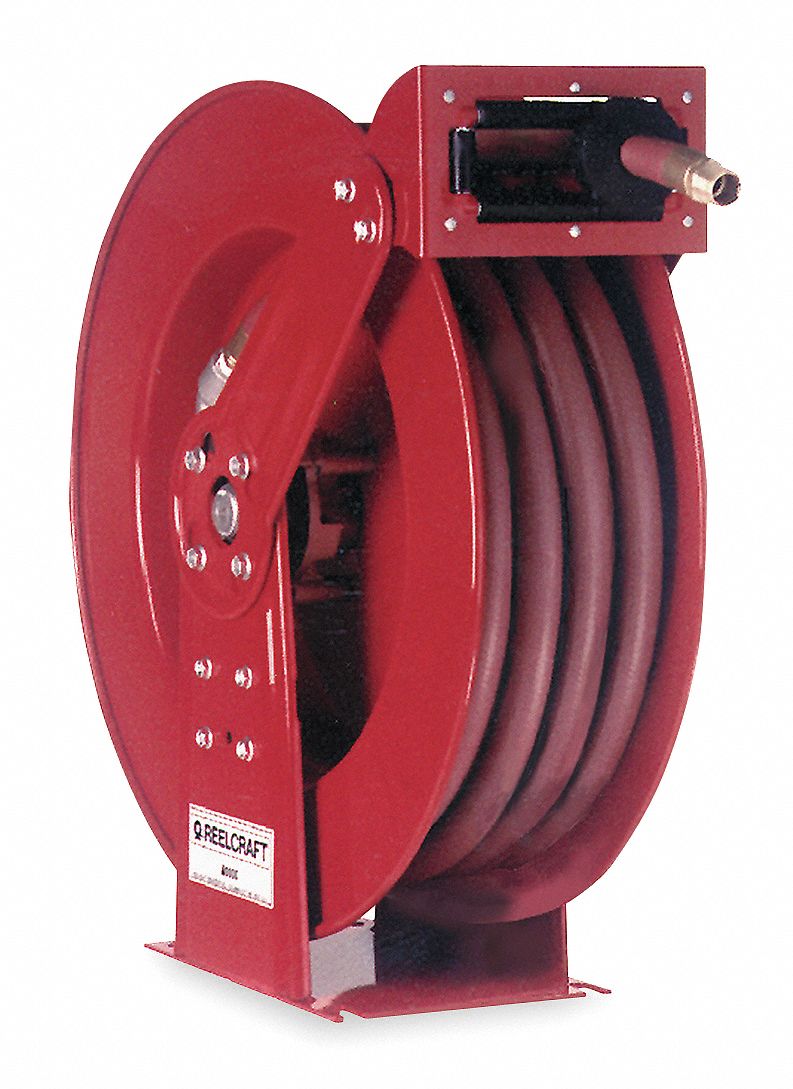 100 ft (3/8 in I.D.), 3/8 in MNPT, Spring Return Hose Reel - 4NA85