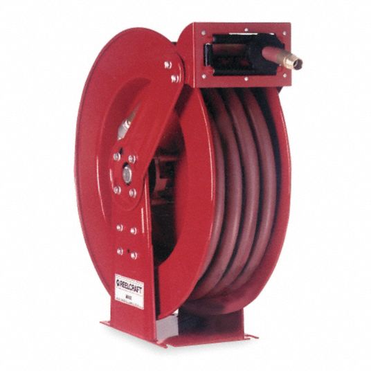 100 ft (3/8 in I.D.), 3/8 in MNPT, Spring Return Hose Reel - 4NA85