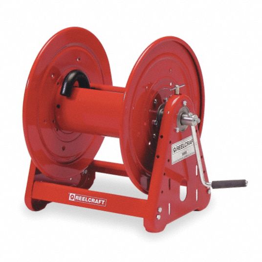 REELCRAFT Hand Crank Hose Reel: 100 ft (1/2 in I.D.), 17 3/4 in L x 19 3/4  in W x 20 1/4 in H, Red