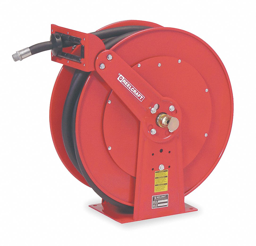 50 ft (1/2 in I.D.), 1/2 in MNPT, Spring Return Hose Reel - 2CUA9