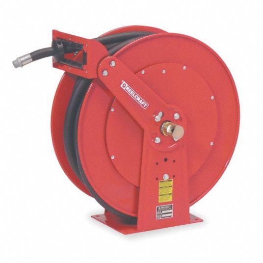 50 ft (3/8 in I.D.), 1/4 in MNPT, Spring Return Hose Reel - 4HK89