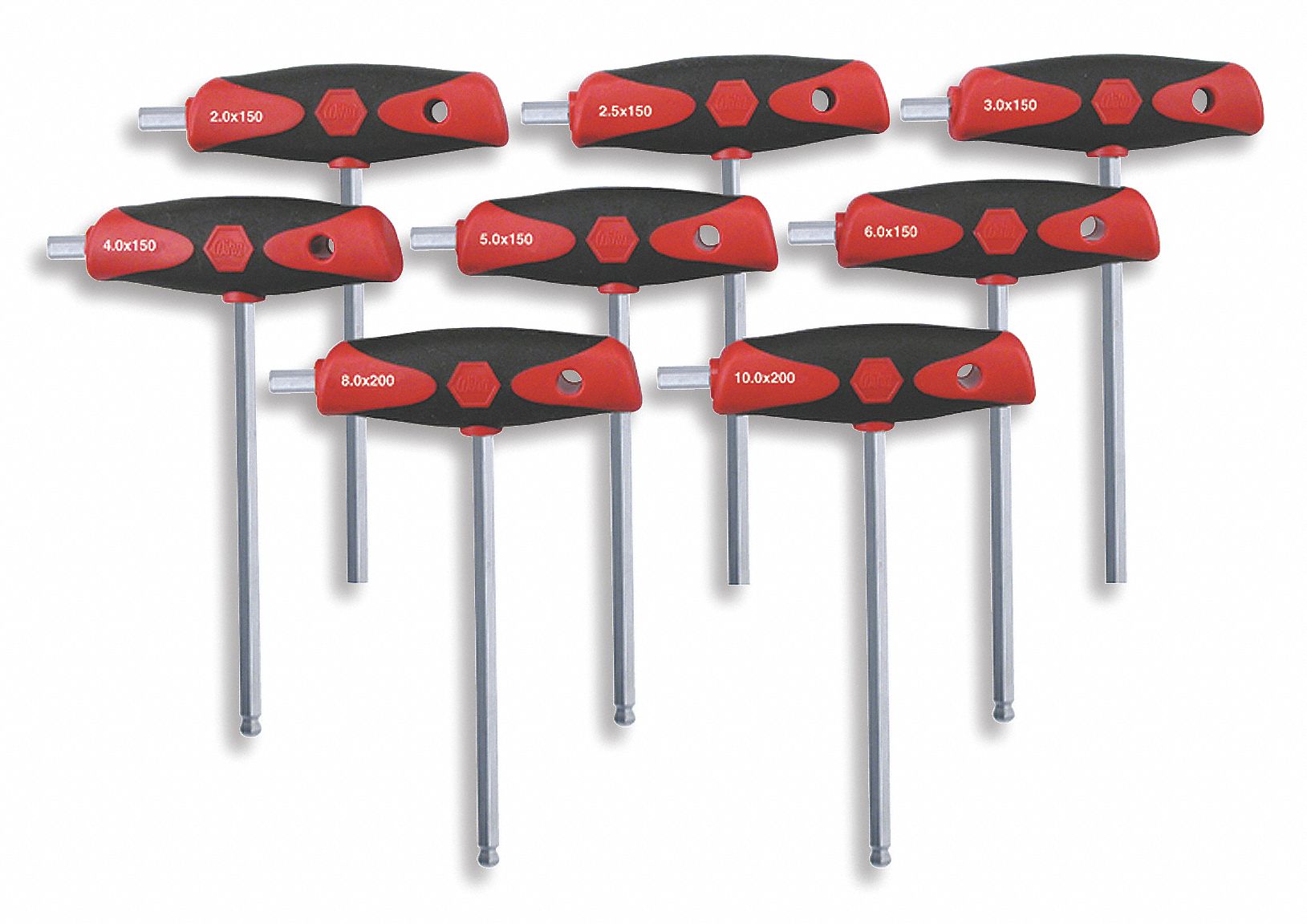 BALL END HEX KEY SET,2-10MM,DUAL T-