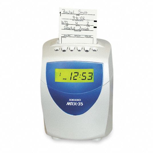 AMANO Surface, Wall-Mount Electronic Card Punch Time Clock, 9 1/5 inH x
