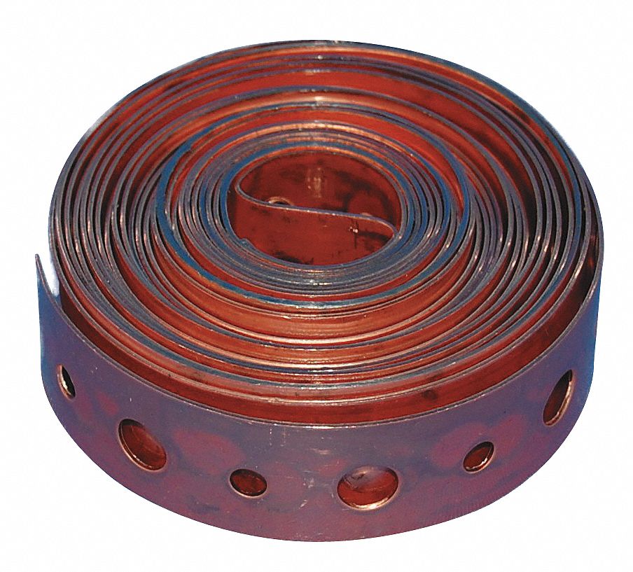 GRAINGER APPROVED 10ft Copper Plated Steel Hanging Strap, 24 Gauge