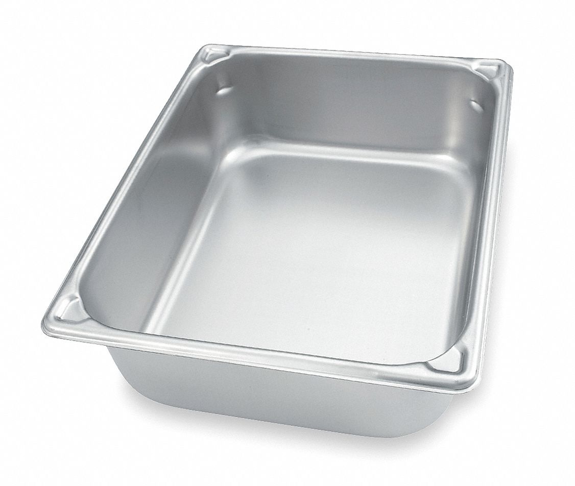 Vollrath Food Pan Container: Stainless Steel, Rectangular - 4 OAH, 10.4 Overall Dia | Part #30242