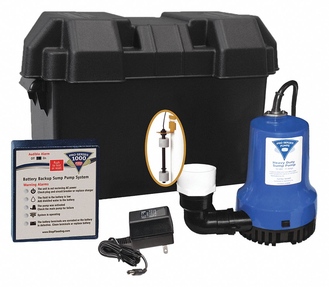 PHCC PRO SERIES Battery Backup Sump Pump, 1/4 hp, 12V DC, 11/4 in FNPT