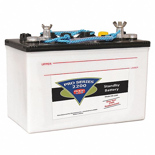 Sump Pump Battery: 12V DC, 140 Ah Capacity, 8 in Ht, 6.75 in Wd, 12.75 in Dp