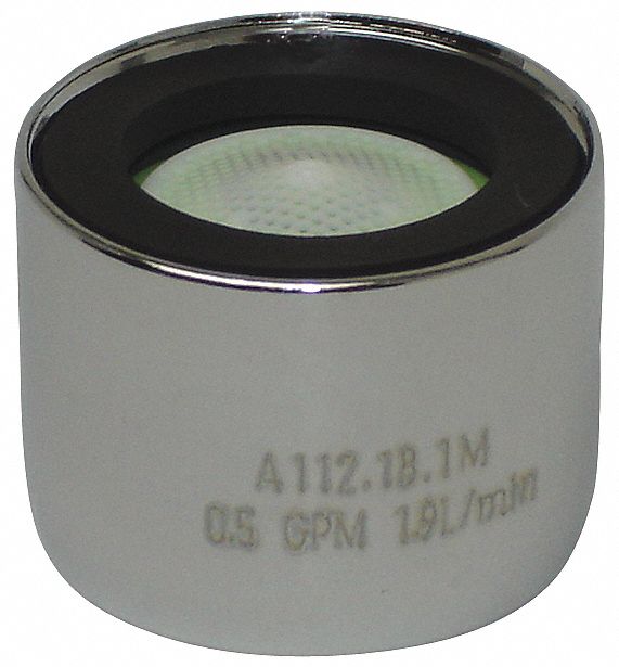 Outlet: 0.5 gpm Flow Rate, Spray Flow Outlet, Brass, Chrome Finish, 15/16"-27 Connection Size