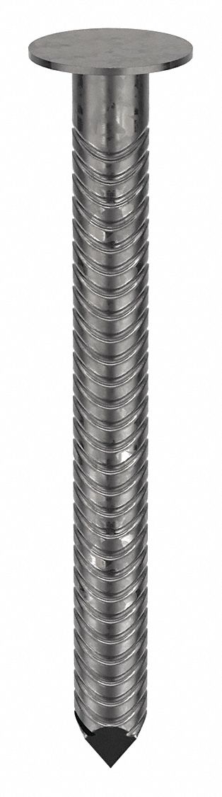 Truss Nail, 1 1/2 in, 9 ga, PK123: Truss Nails, 1 1/2 in Lg, 0.1483 in Shank Dia, Barbed, Flat, 123 PK