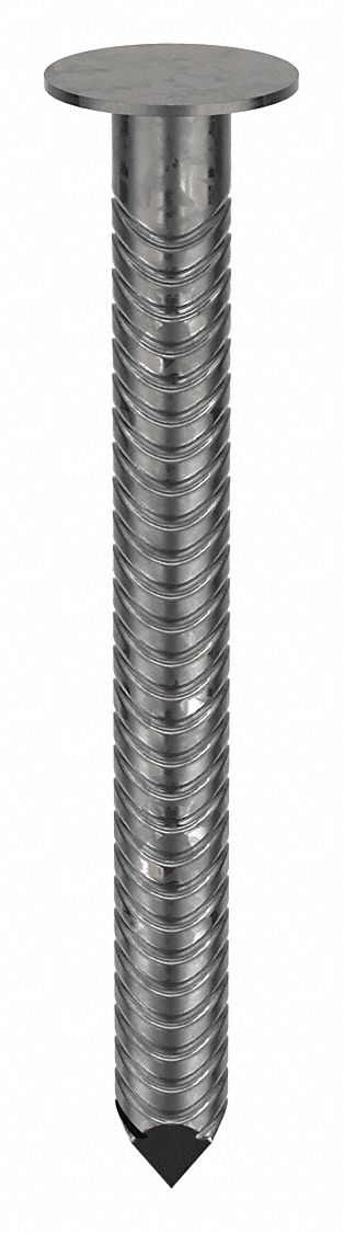 Truss Nail, 1 1/2 in, 9 ga, PK615: Truss Nails, 1 1/2 in Lg, 0.1483 in Shank Dia, Barbed, Flat, 615 PK