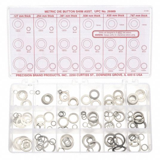 Metric, Arbor Shim, Die Button Shim Assortment,330 pcs,SS - 4NFH7|26989 ...