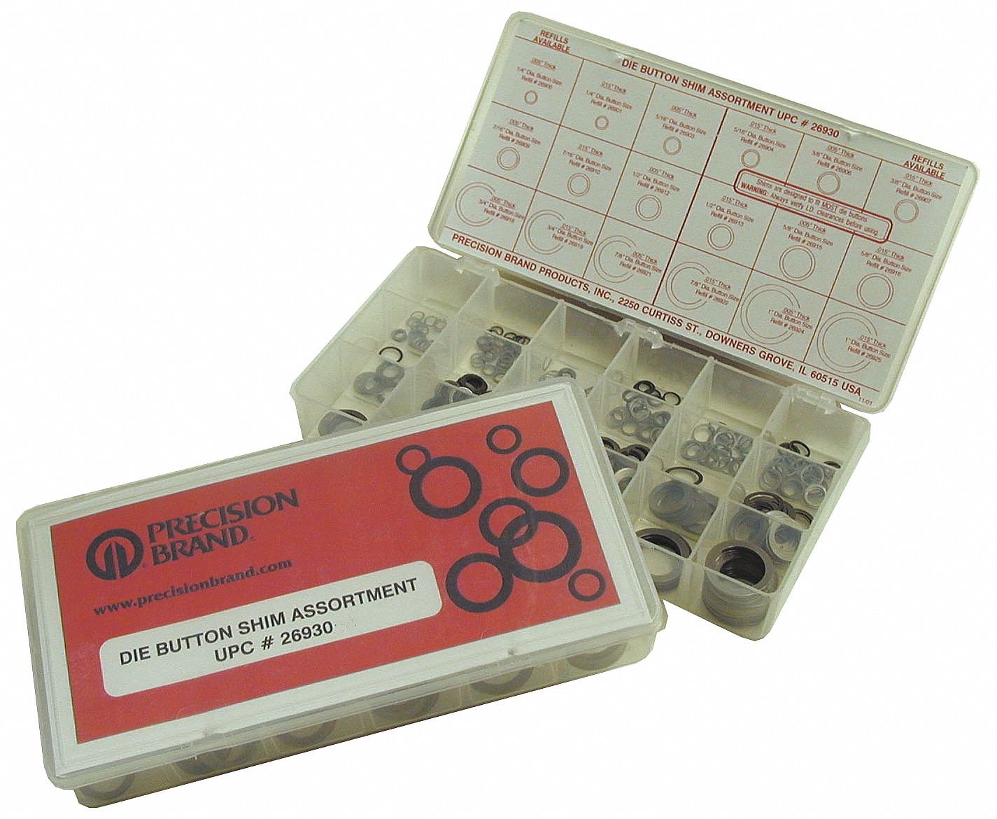 PRECISION BRAND Steel Arbor Shim Assortment, 0.249 to 0.999 in OD