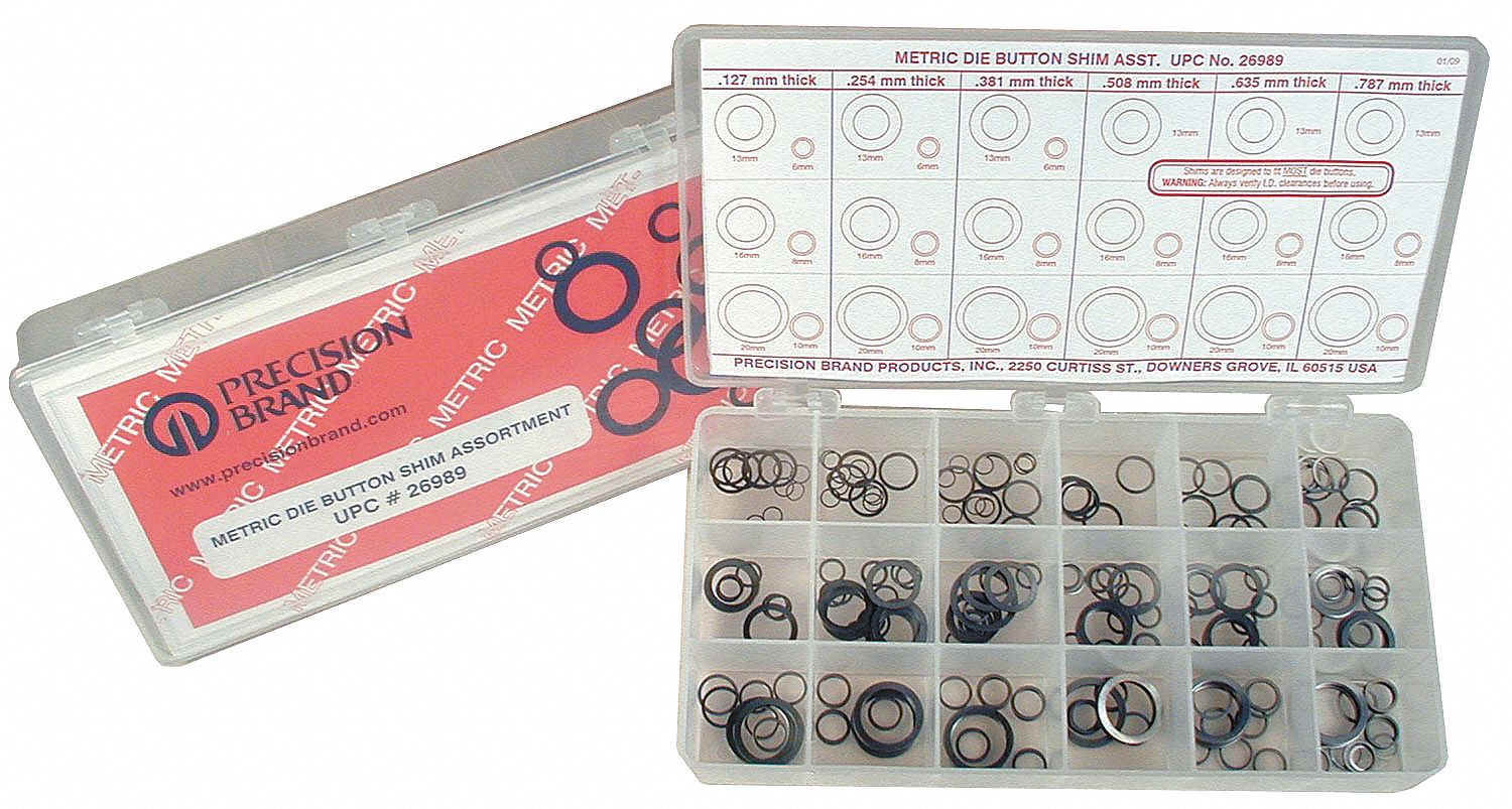Die Button Shim Assortment 330 pcs SS