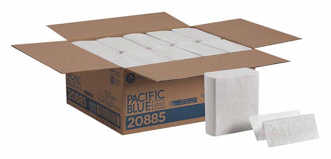 Paper Towel Sheets: White, 8 in Sheet Wd, 10 3/4 in Sheet Lg, 260 Sheets, 10 PK