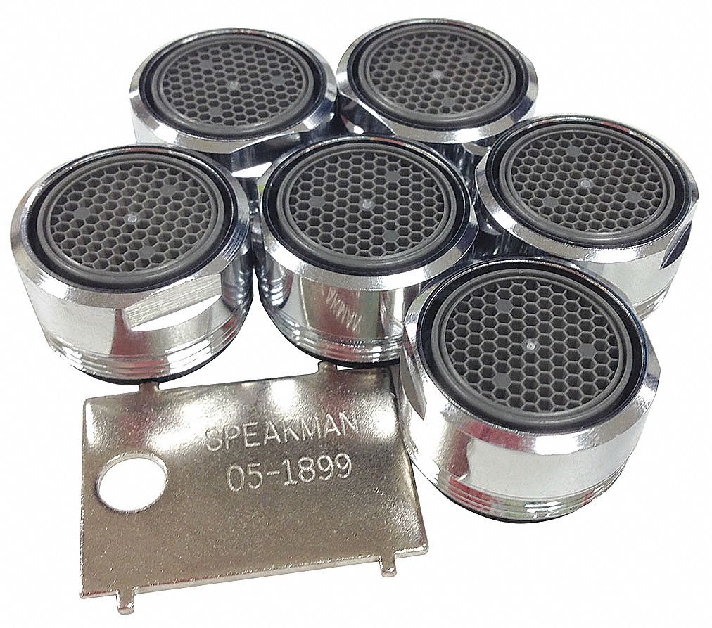 Outlet: 2.2 gpm Flow Rate, Aerated Flow Outlet, Brass, Chrome Finish, Dual, 6 PK