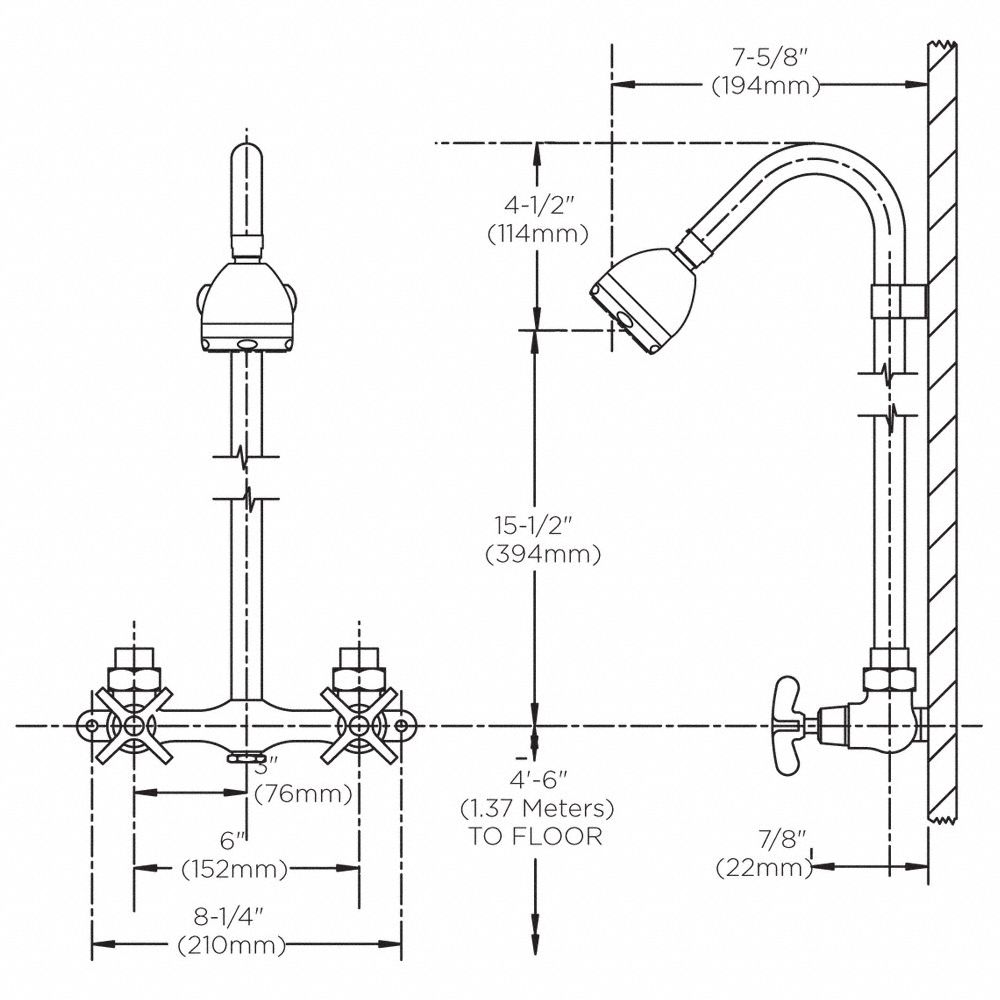 SPEAKMAN Speakman, Wall Mounted, Showerhead Kit, 2 gpm, Chrome 4NGW9